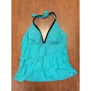 Eco Swim Halter Top Tie Teal Bathing Suit Size 16